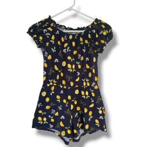 Old Navy Girls 8 Lemon Puff Sleeve Shorts Romper 100% Cotton